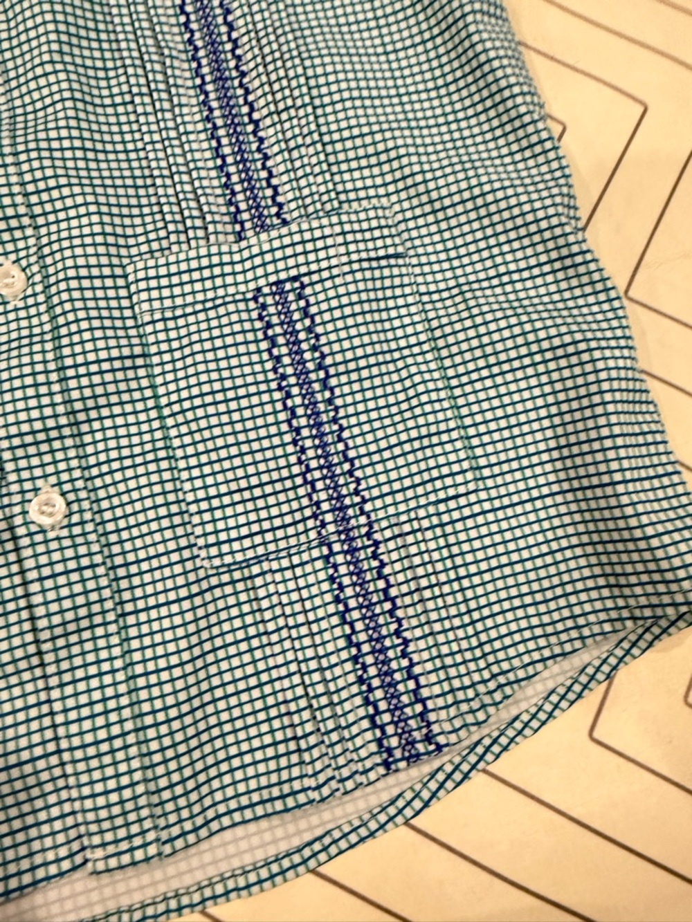 Blue Quail Checkered Fishing Guayabera Button Down - Picture 6 of 11